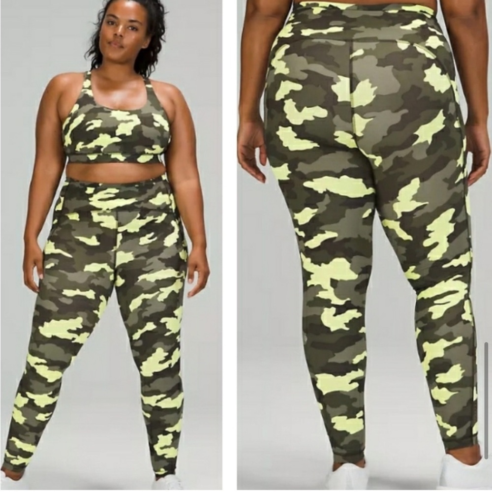 Like new Lululemon swift speed high rise full length camo green tight leggings